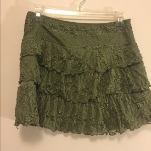 Green mini skirt